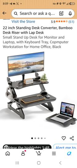 Amazer 22-Inch Bamboo Standing Desk Converter Black