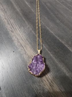 Gold Amethyst Druzy Necklace