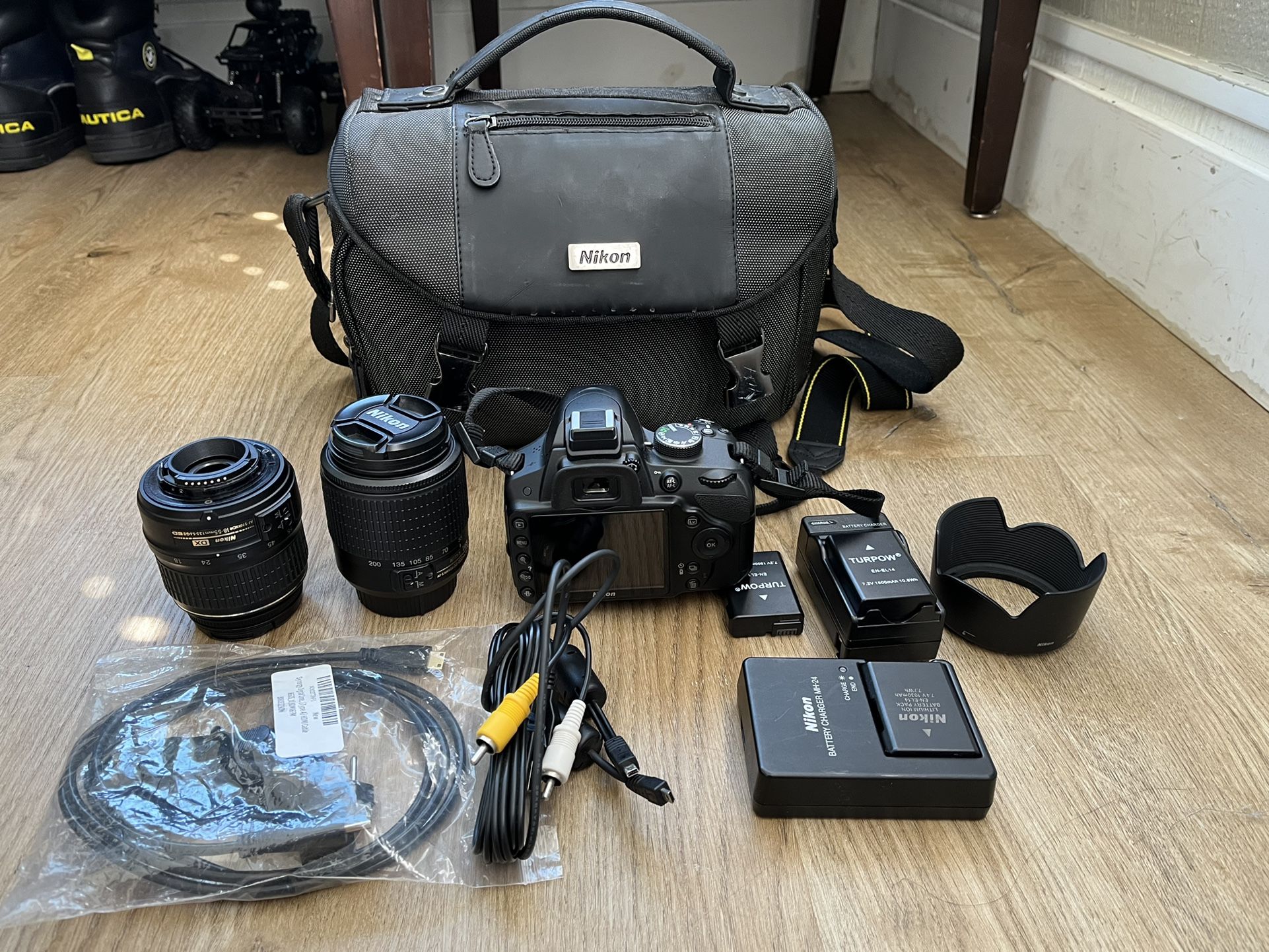 Nikon D3200 With Bag, 2 Lens, 3 Battery