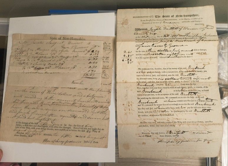 X2 Antique 1807/08 New Hampshire Court Documents