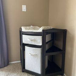 Corner Baby Changing Table with Pad Hamper and Basket for Sale