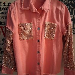 Women's Oversized Denim Jacket In Pink
