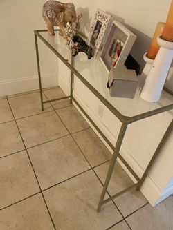 glass and gold entry table 