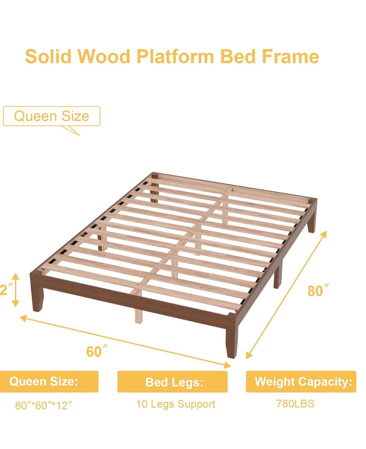 Queen Size Solid Wood Bed Frame Pine