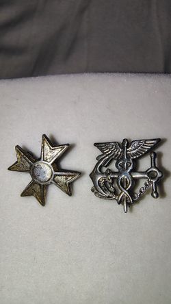 WW2 era Sterling silver US Navy medical corps pins