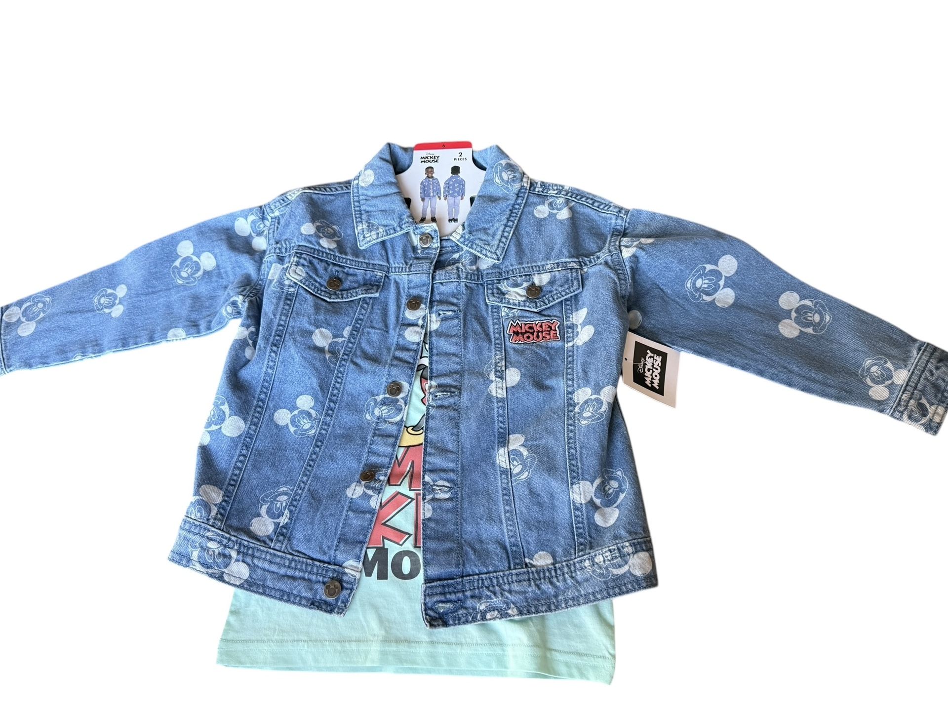 Mickey Mouse Denim Kids Jacket and Tshirt Size 6