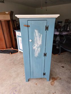 Primitive Farmhouse Jelly Cabinet – Tall Narrow Chimney Cupboard