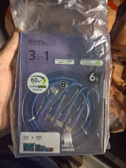 Bytech 3-in-1 USB-C Charging Cable 6ft