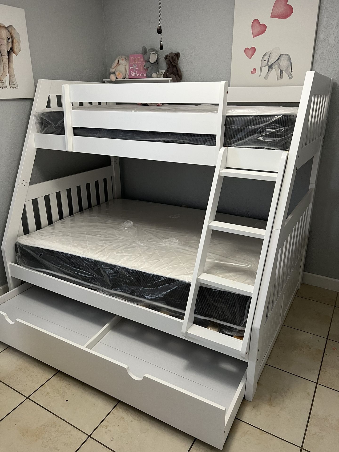 Twin over full bunk beds frame and free delivery in box with the mattress and
