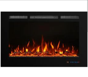 40 in. Electric Fireplace Insert with Remote and Log Crystal