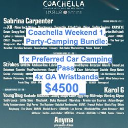 Coachella Weekend 1 Preferred Car Camping + 4 GA Wristbands