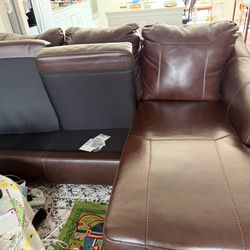 Leather sofa chaise