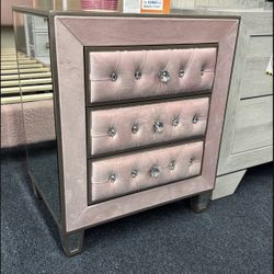 Pink Mirrored Nightstand