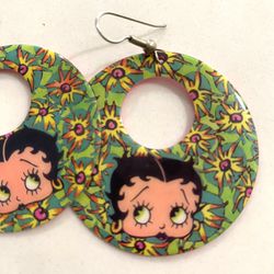 VTG 1989 Betty Boop Dangle Earrings King Features Syndicate, Inc. Pierced 