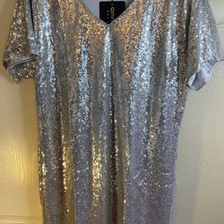 Anna-Kaci Sequin Dresses T Shirt Shift Sparkle Dress