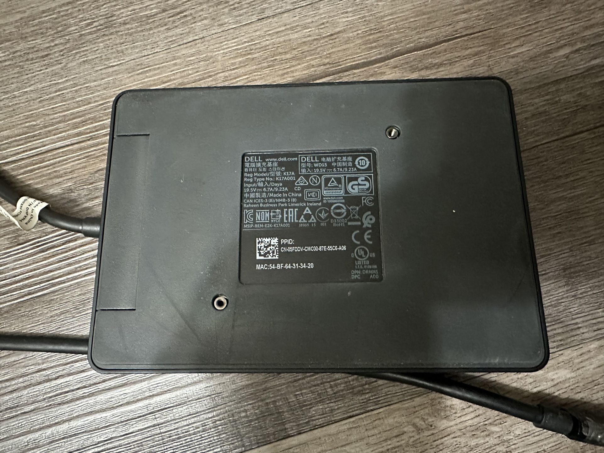 Dell WD15 Monitor Dock 4K with 180W Adapter, USB-C