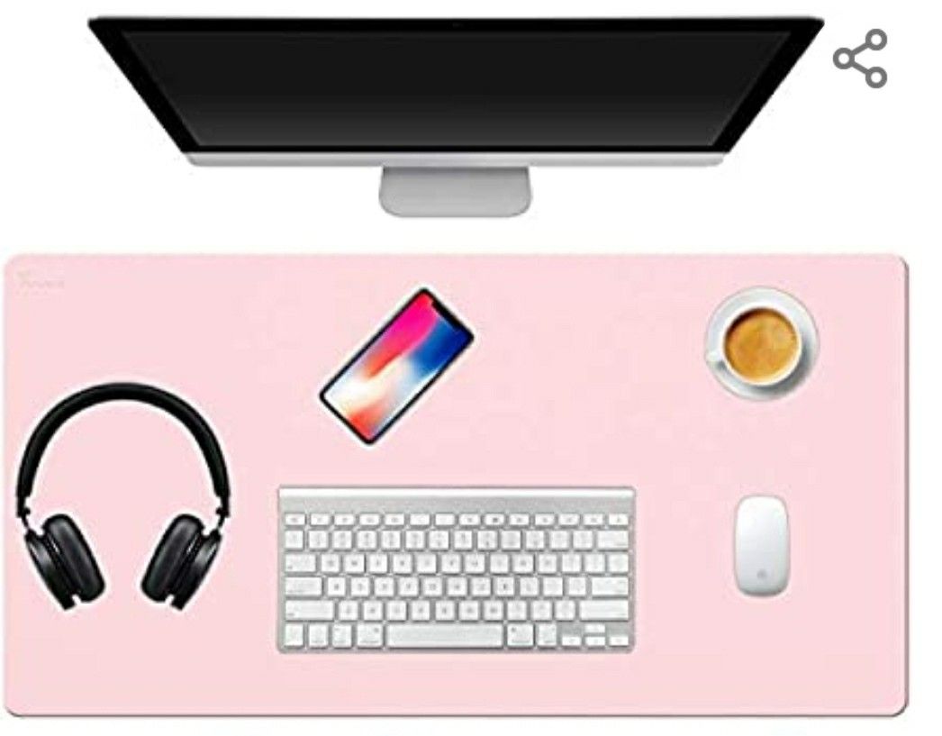 TOWWI Desk Pad, 36”x17” Leather Desk Mat Mouse Pad, Office Desk Accessories, Desk Writing Pad Blotter, Dual-Side Use (Blue/Pink)