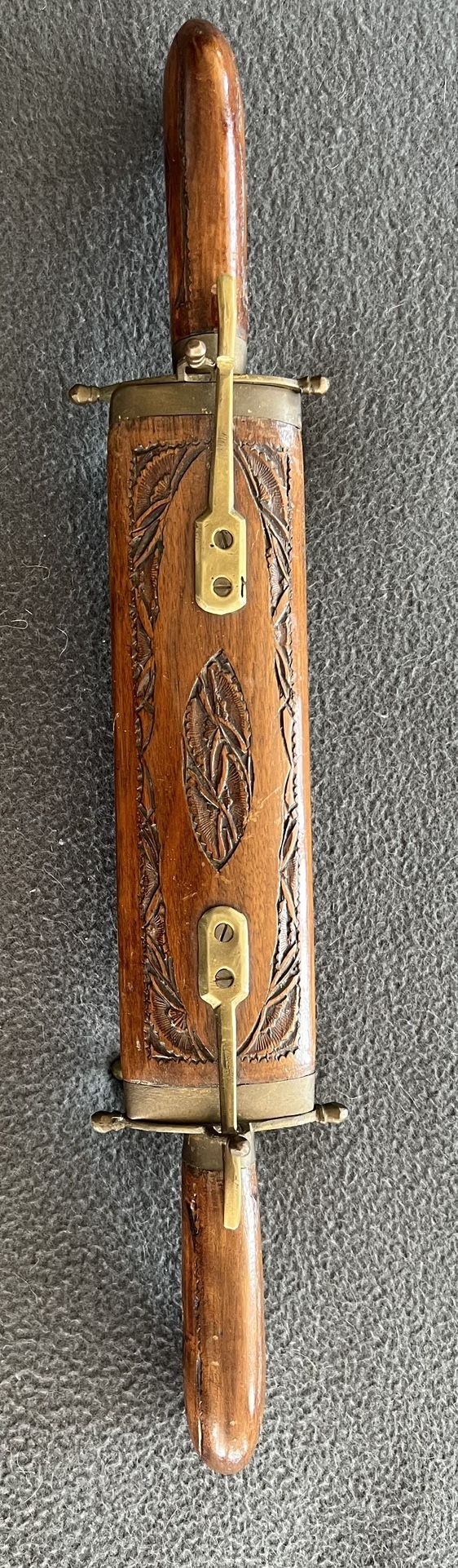 Vintage decorative Hand Carved Wood Sheath- Double Fork/Carving Knife