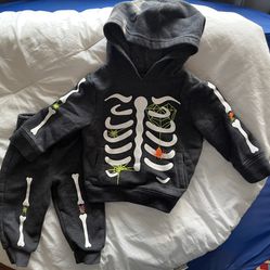 Cat & Jack baby boys matching Halloween Skeleton Hoodie Sweatsuit