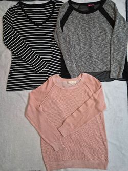 Women's Size L Top Lot (3 Pcs) - Gap, Shasa, Faded Glory - Casual Knit & Striped Tops