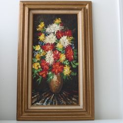 Vibrant impasto floral still-life oil painting by Alice (1970) signed