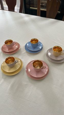 Vintage demitasse cups, gold interior Figgjo Flint of Norway