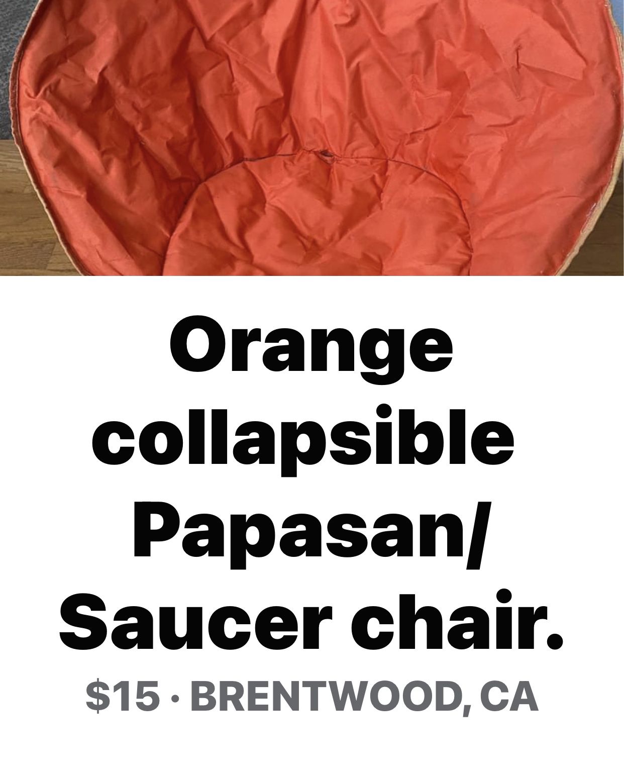 Orange Collapsible Papasan Saucer Chair