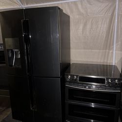 Samsung Refrigerator And Double Oven Set
