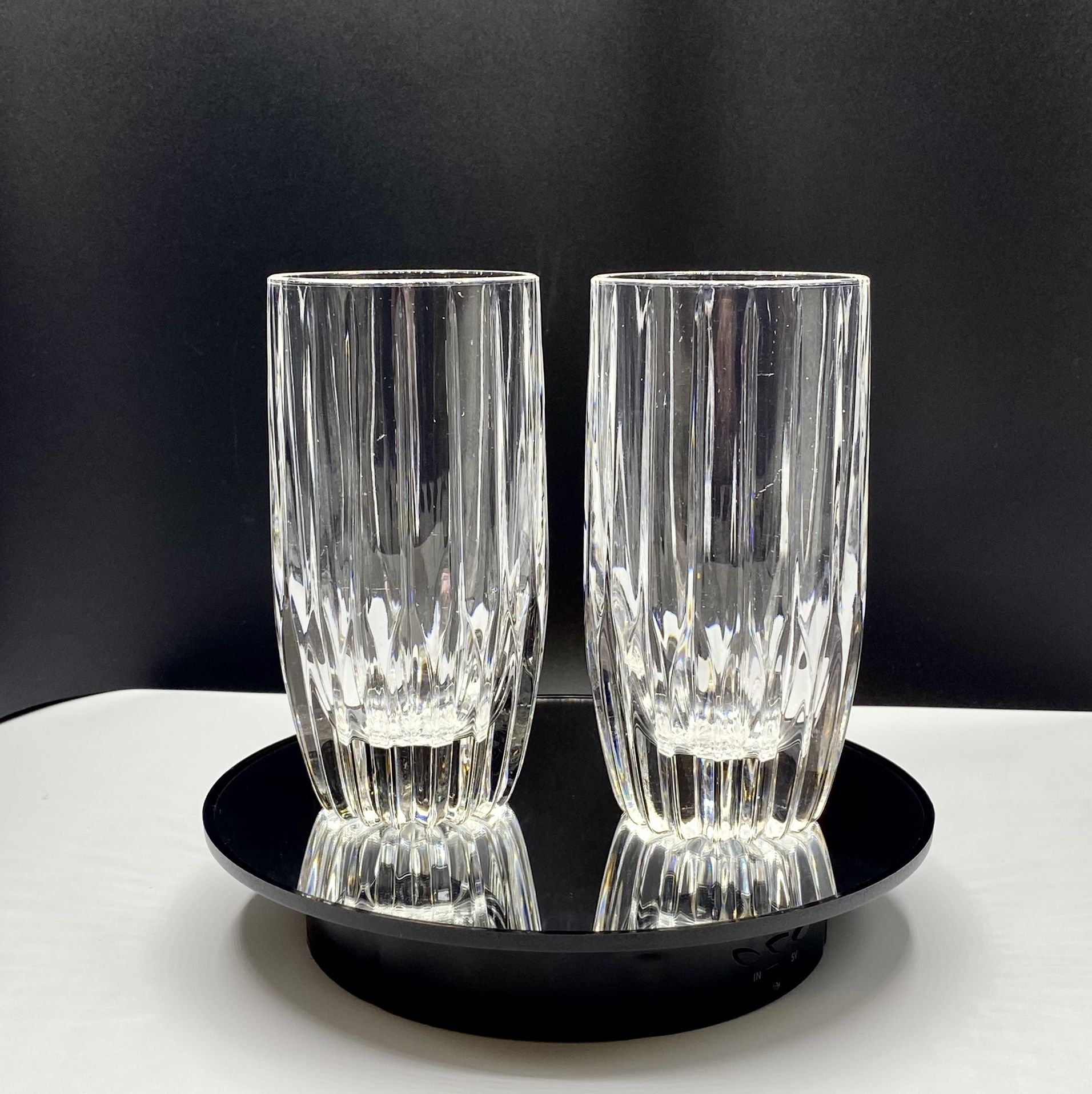 Mikasa PARK LANE Set of 2 Lead Crystal Highball Tumbler Glasses 10oz Vertical Cuts