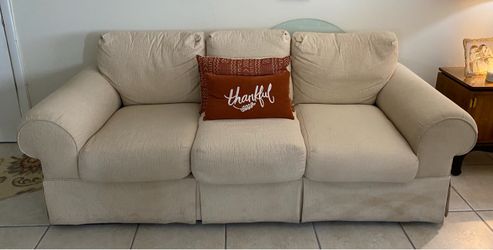 Cream Fabric 3-Seat Sofa