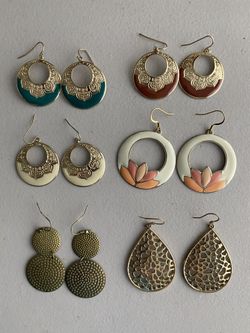Earrings (6) Pairs Total
