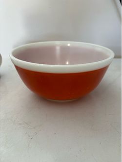 Vintage Pyrex 403 Primary orange Mixing Bowl 2.5 Qt White Interior Milk Glass USA