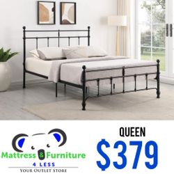 Novak Metal Queen Open Frame Bed Matte Black