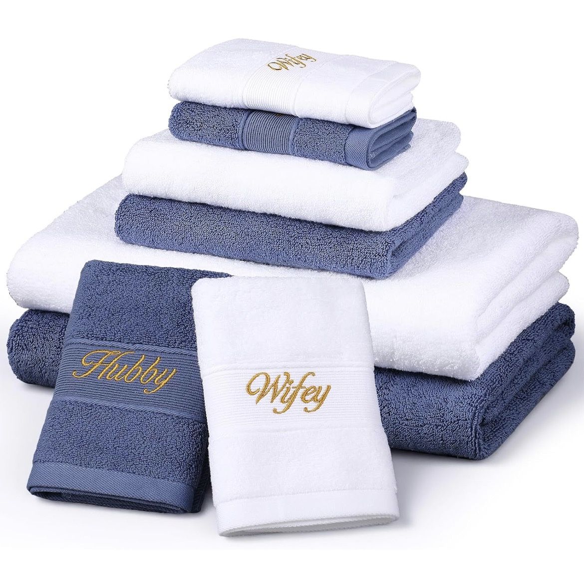 Peryiter 6 Pcs Hubby and Wifey Towel Set - New In Package