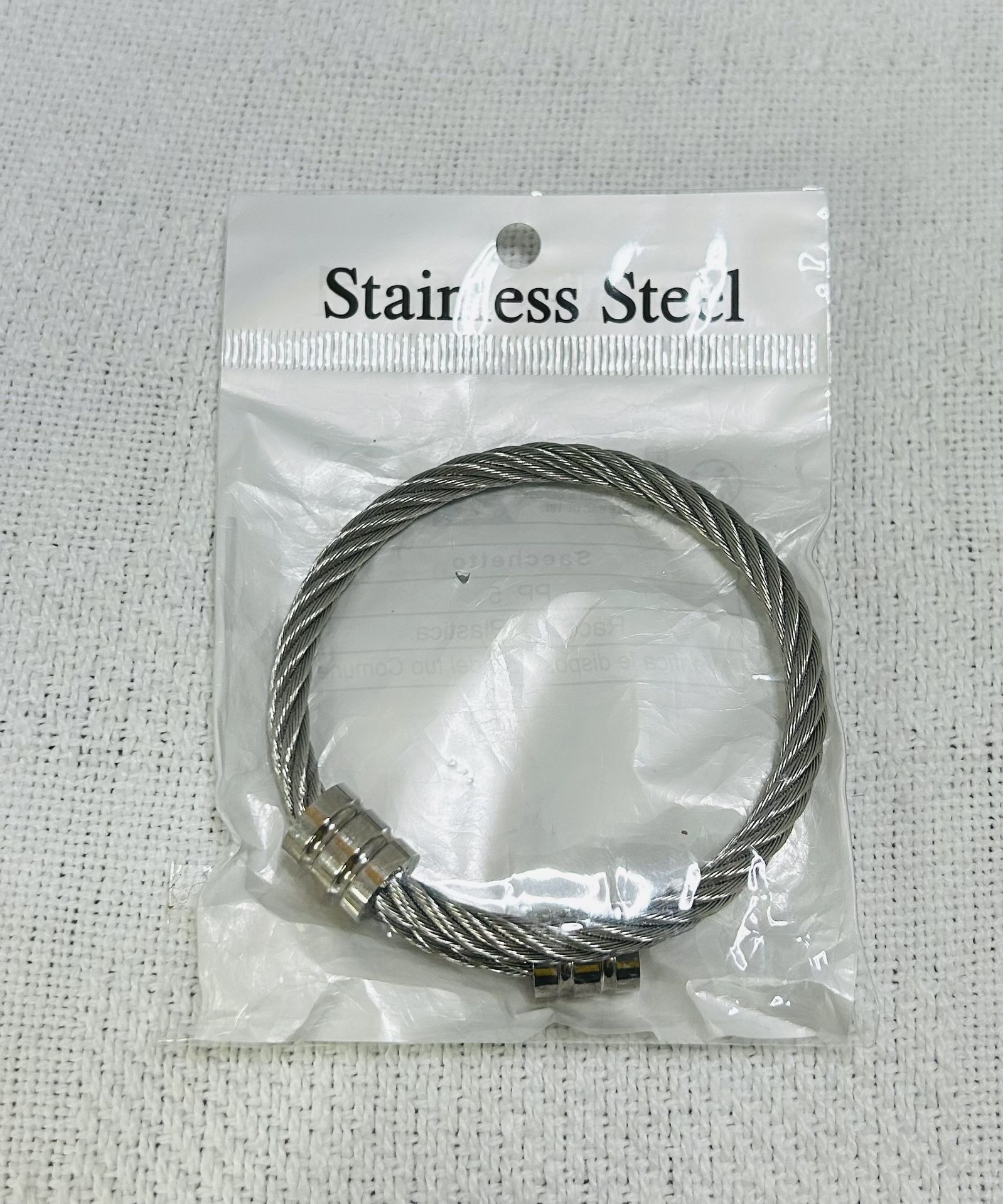Stainless Steel Twisted Cable Bracelet Bangle With Magnetic Clasp