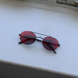 Round Red Reflective Sunglasses