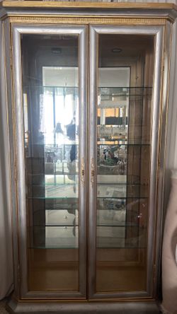 Silver Glass Display Cabinet- Curio