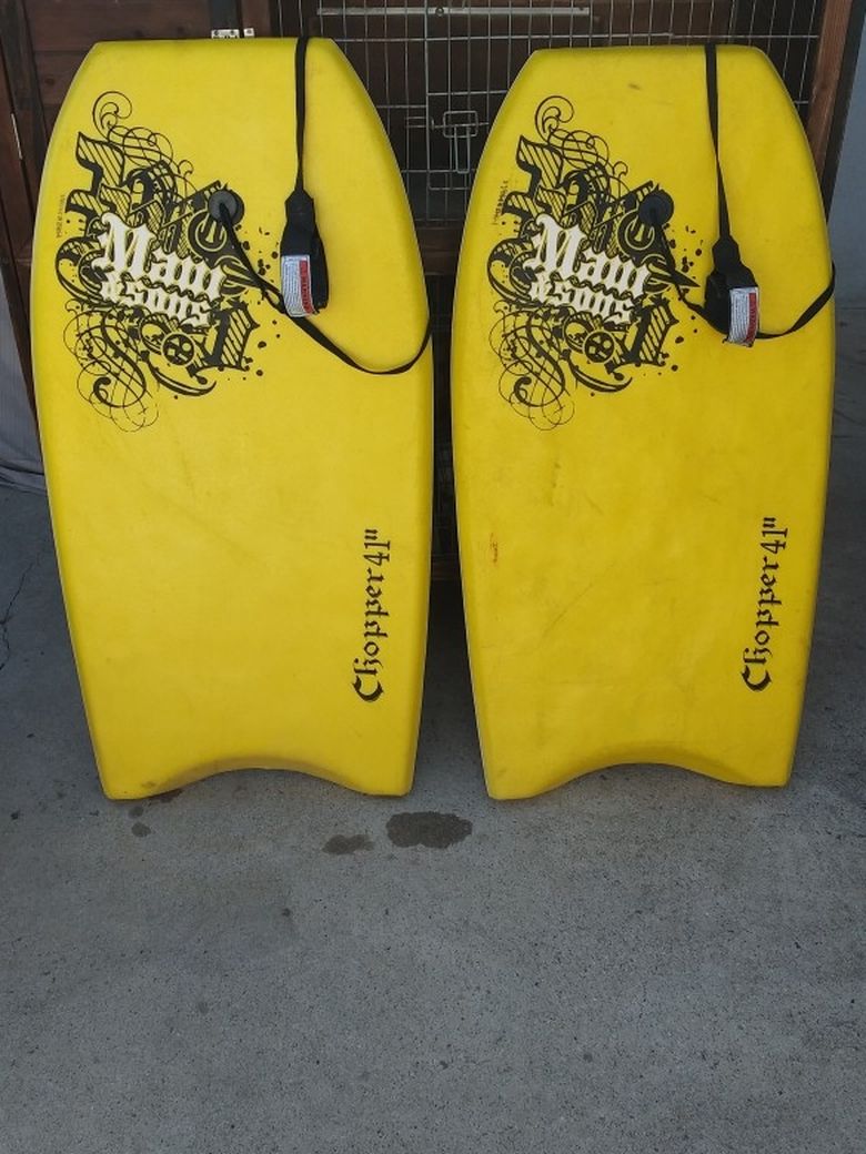 Pair Of Boogie boards With ankle straps