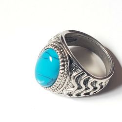 Antique Silver Stone Vintage Jewelry Ring For Men and Women Size  8 Used like new
