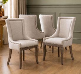 New in box - Beige Dining Chairs Set of 4, Fabric Upholstered Kitchen Chairs