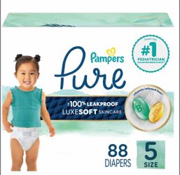 Pampers Pure Baby Diapers, Size 5, 88 Count