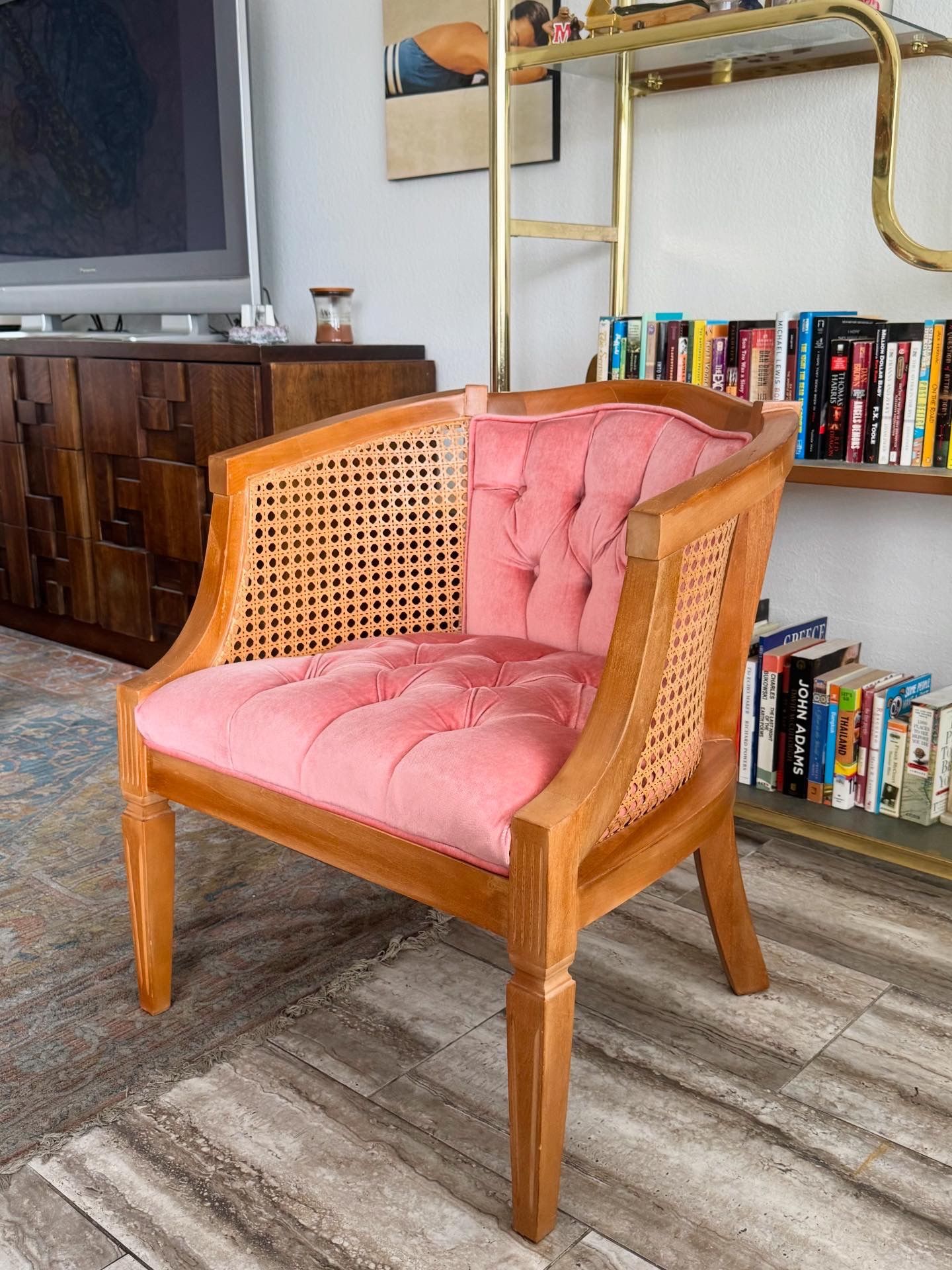 Vintage Pink Cane Chair