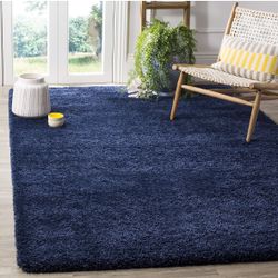 SAFAVIEH Milan Shag Collection Area Rug - 8' x 10', Navy, Solid Design, Non-Shedding, Easy Care