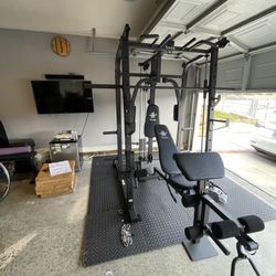 Vesta Fitness Smith Machine 1001 w/Bench Attachment | 230lb Bumpers Olympic Weights | 7ft Olympic Bar | Fitness | Gym Equipment | FREE DELIVERY 🚚 