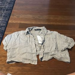 Gray/brown-ish Cropped Button Up 