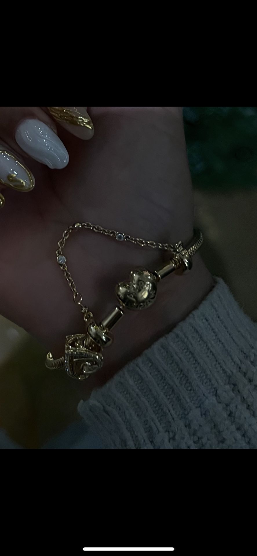 Gold plated Pandora Bracelet with Safety Chain