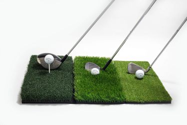 GOLFIT Golf Hitting Mat - 3-in-1 Foldable - Practice Turf Backyard or Indoor Chipping Mat - Portable Premium Quality Realistic Multi-Length Grass
