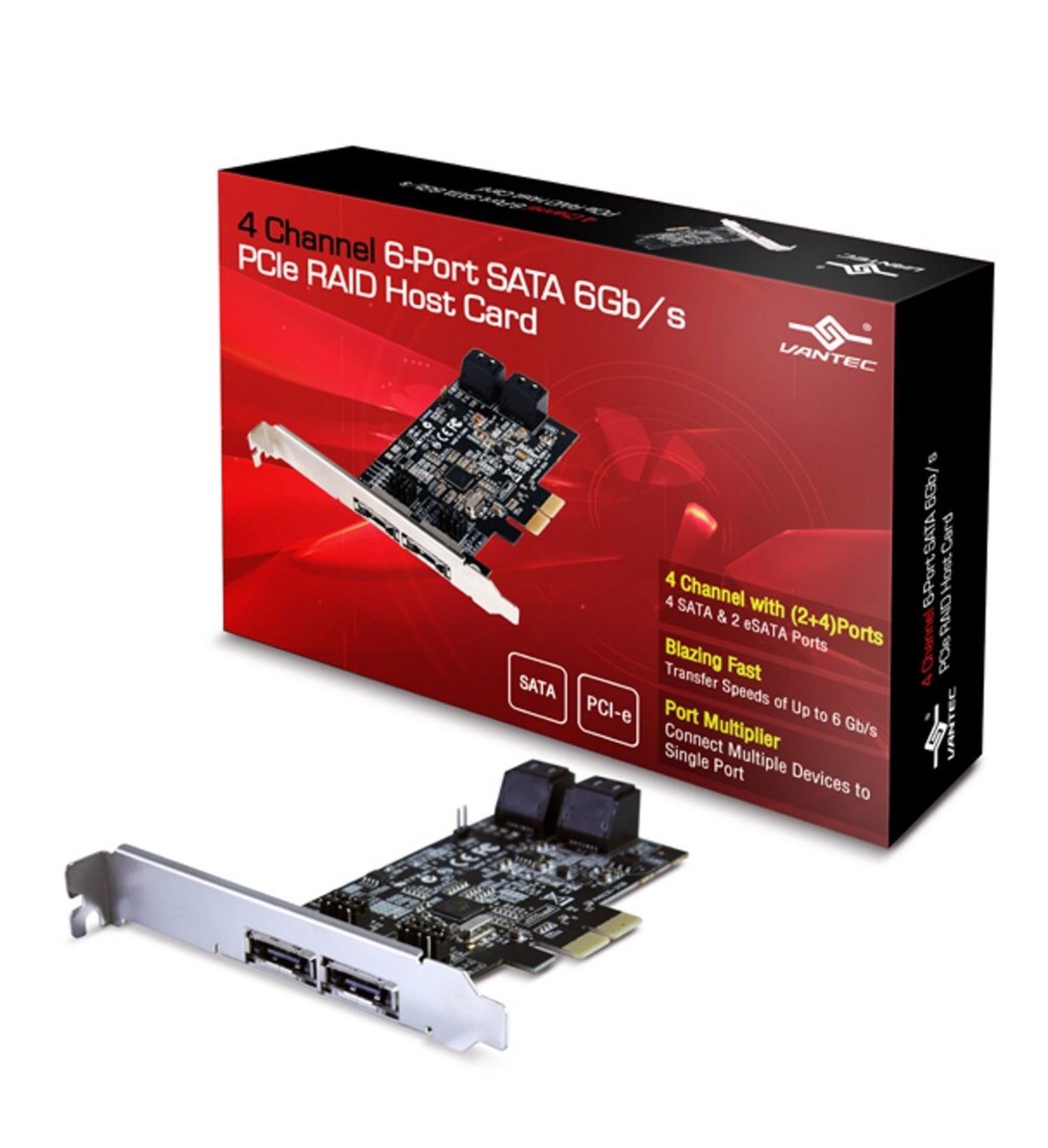Vantec 4 Channel 6-Port SATA 6Gb/s PCIe RAID Host Card.