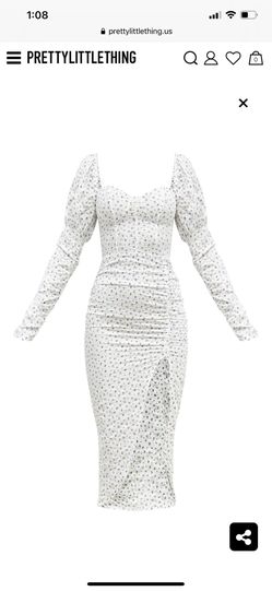 PRETTY LITTLE THING WHITE DITSY DRESS