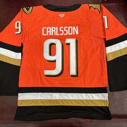 Leo Carlson Jersey Anaheim Ducks Mens Large Size 52 Orange #91 Stitched